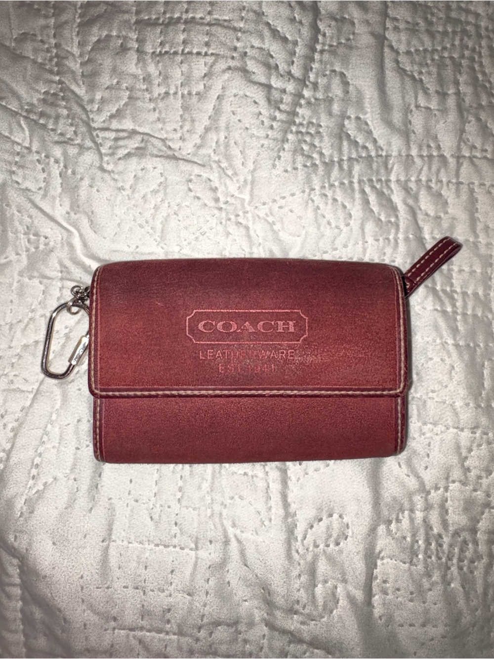Vintage Coach Burgundy  Suede Wallet